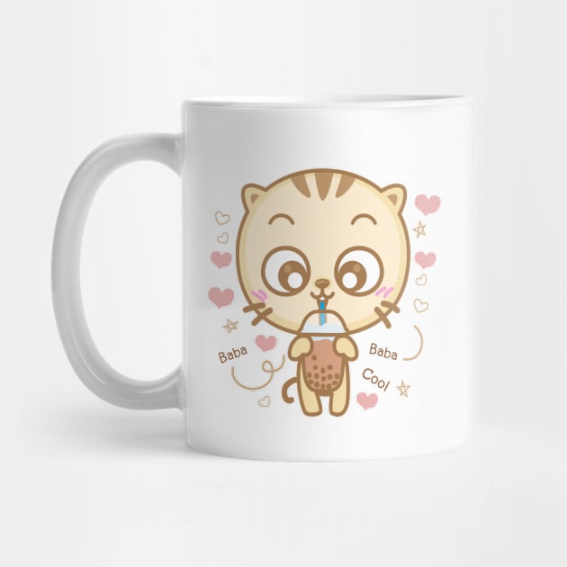 Cute Cat Drinking Bubble Tea | Kawaii Boba Tea by KarolinaPaz